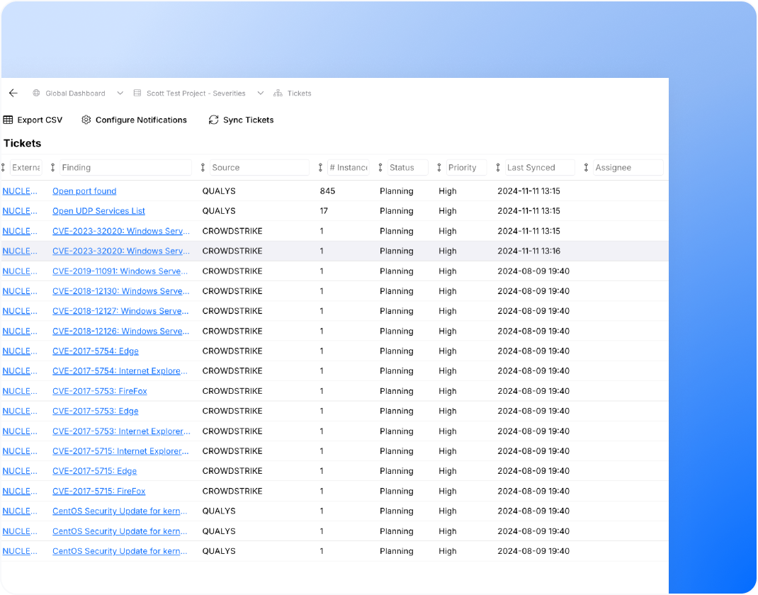 Ticketing Integration Screen