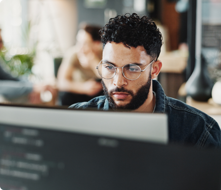 Worker at computer