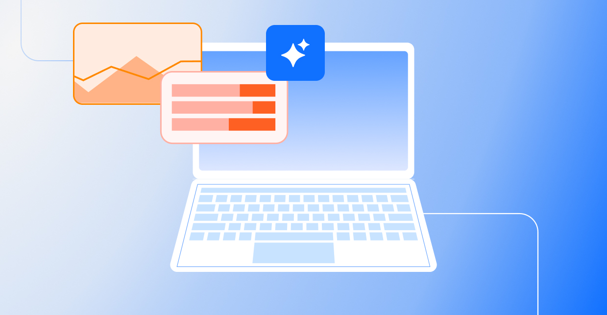 Laptop illustration with screen pop outs
