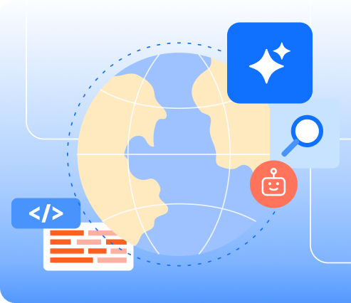 Globe with AI and code elements