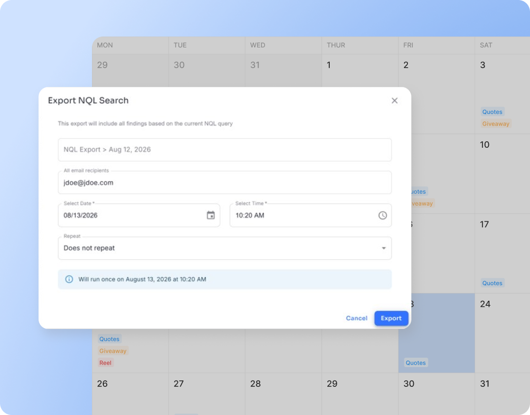 Reporting Scheduling Automation Screenshot